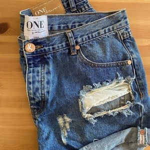 Ripped jean shorts by one teaspoon